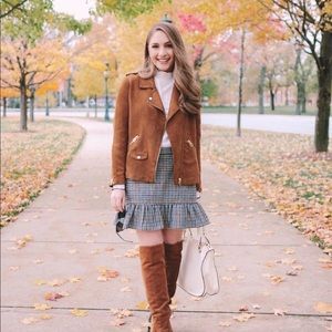 Ruffle Houndstooth Mini Skirt